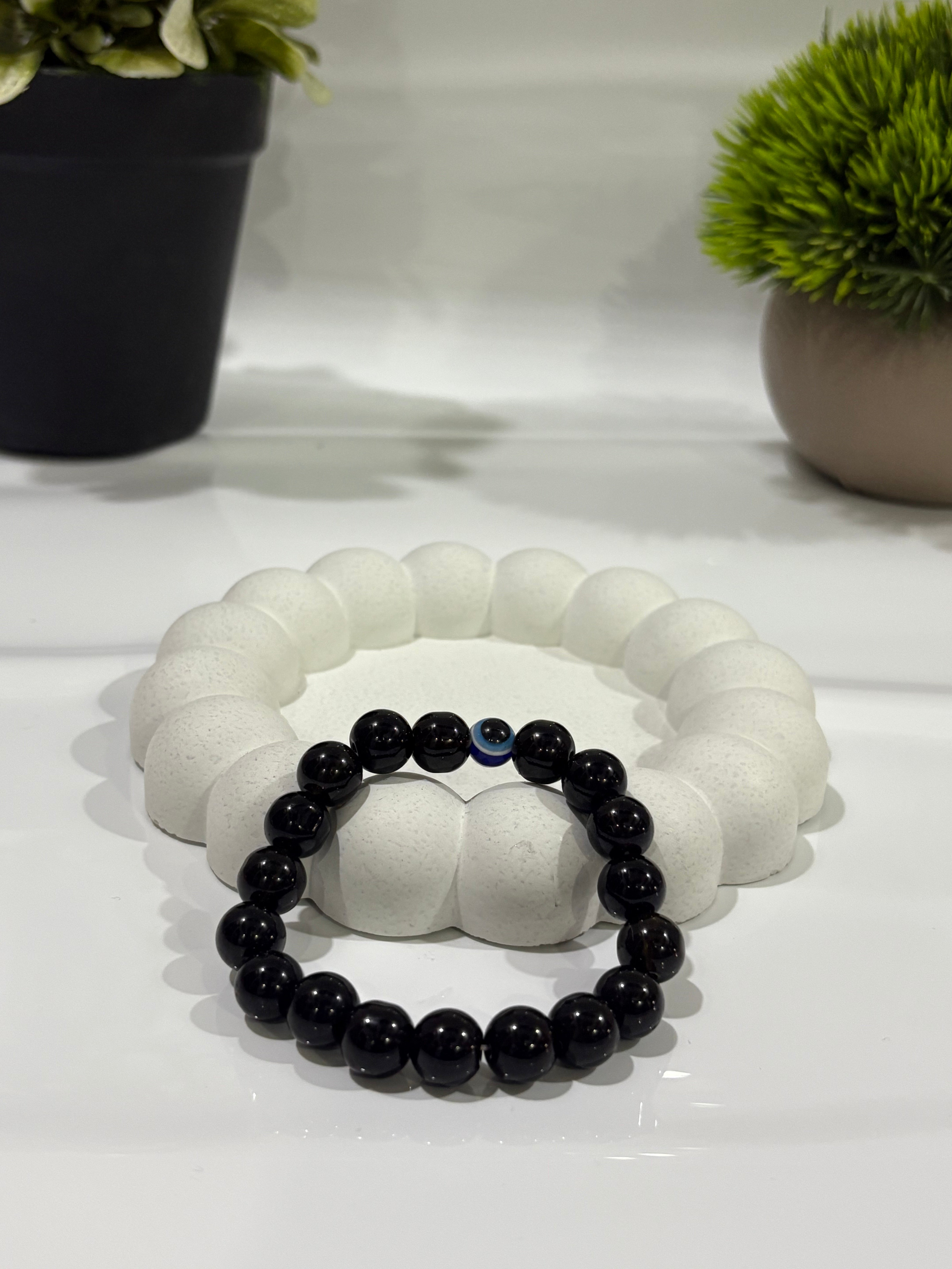 Black Onyx Evil Eye Bracelet – Strength & Protection