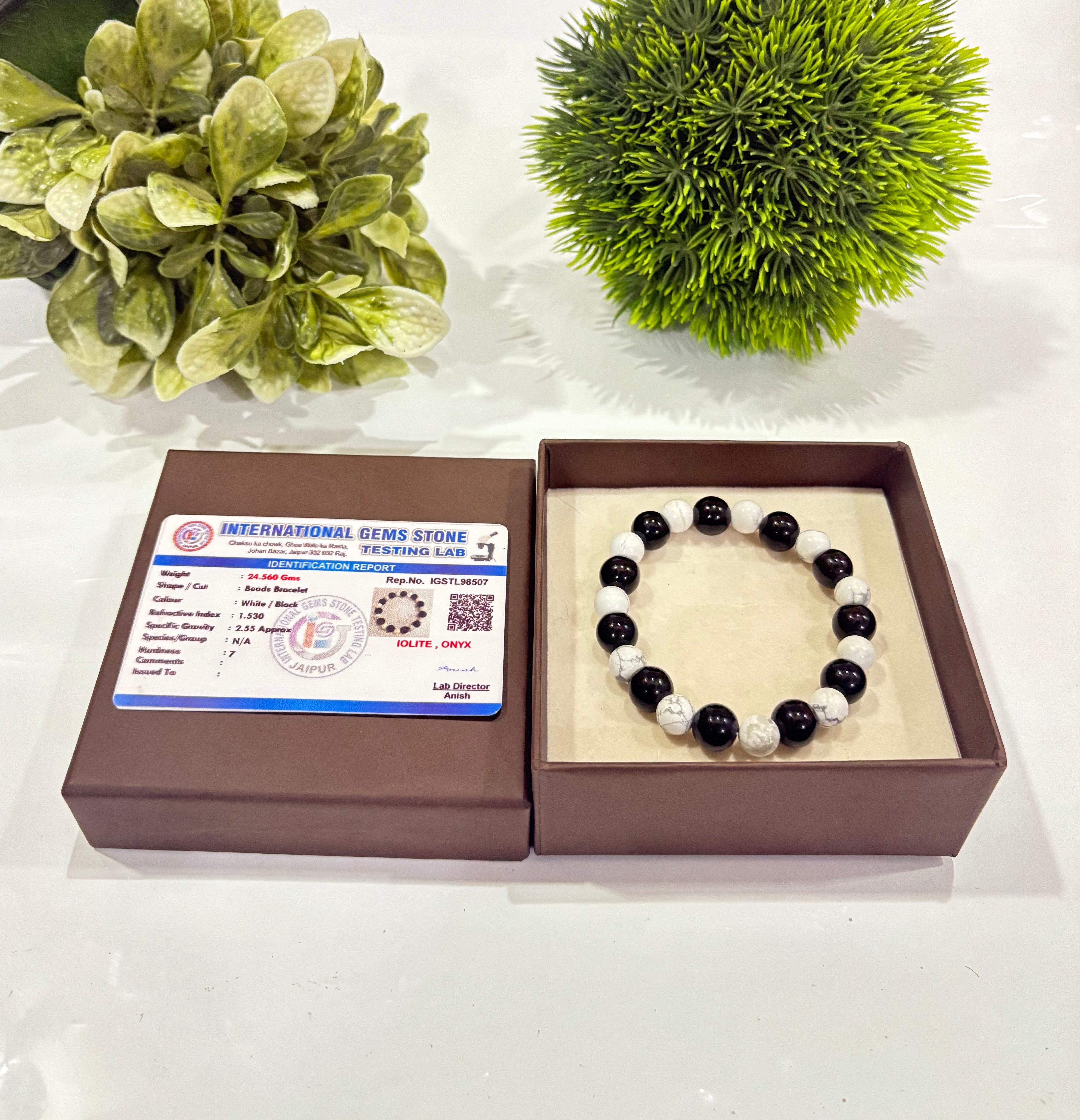 Black Agate & Howlite Bracelet
