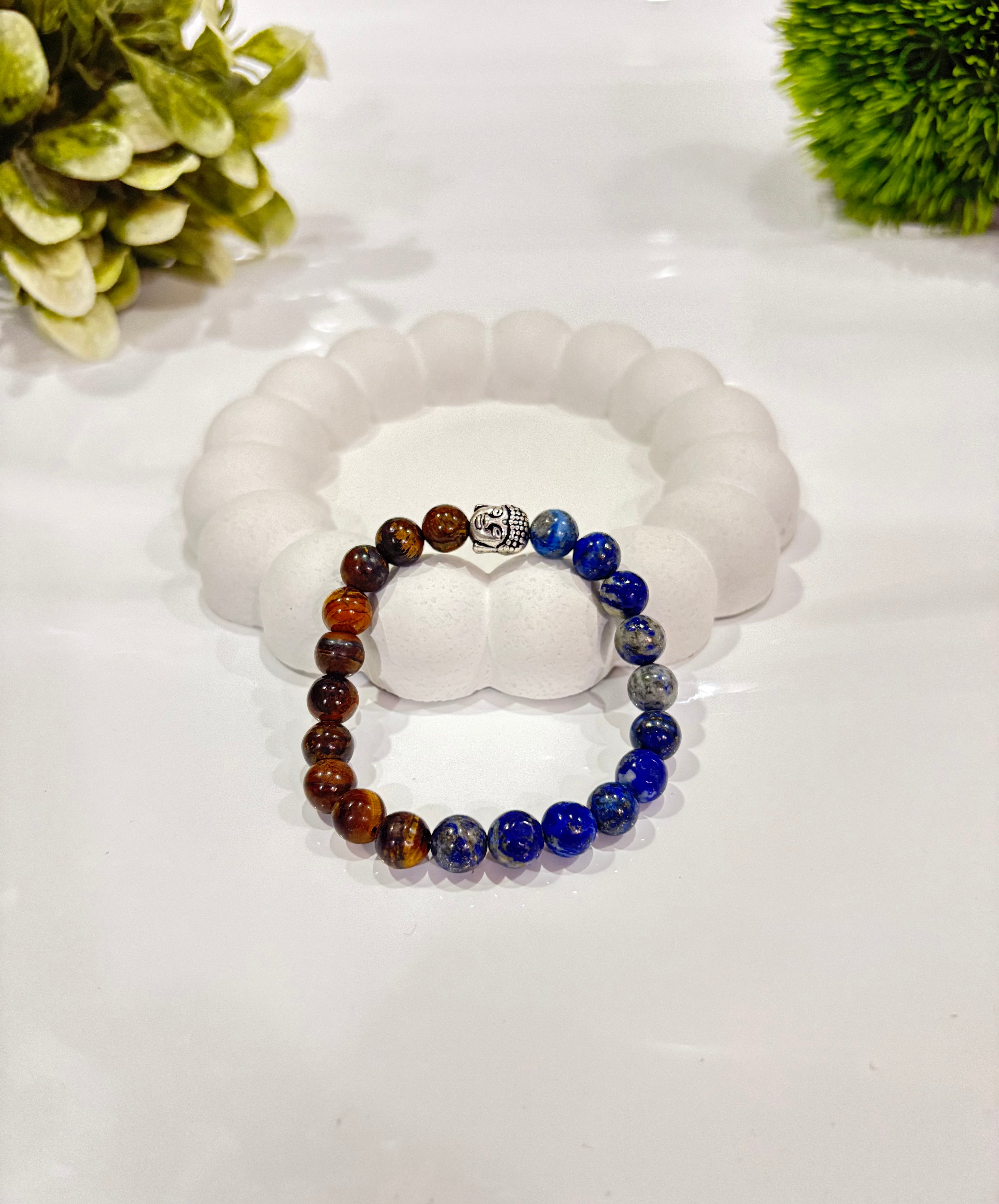 Tiger’s Eye & Lapis Lazuli Buddha Bracelet