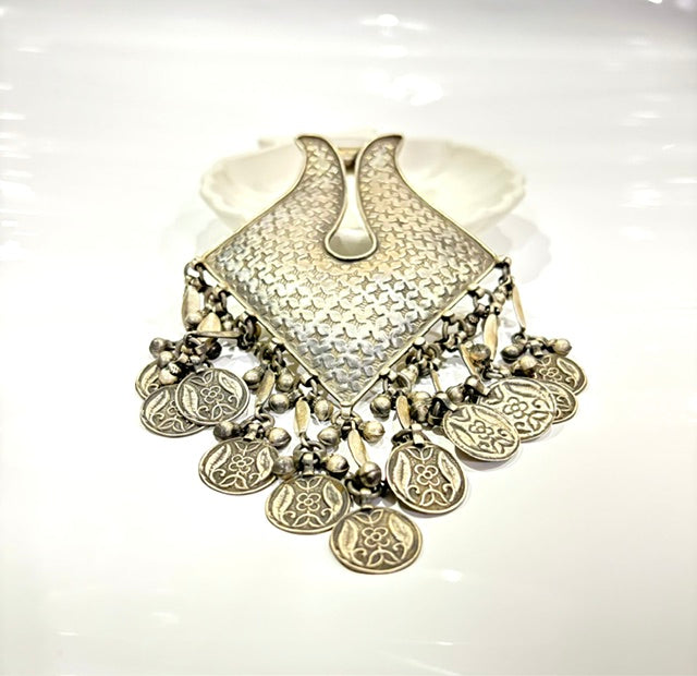 Silver Antique Pendant with Coin Danglers