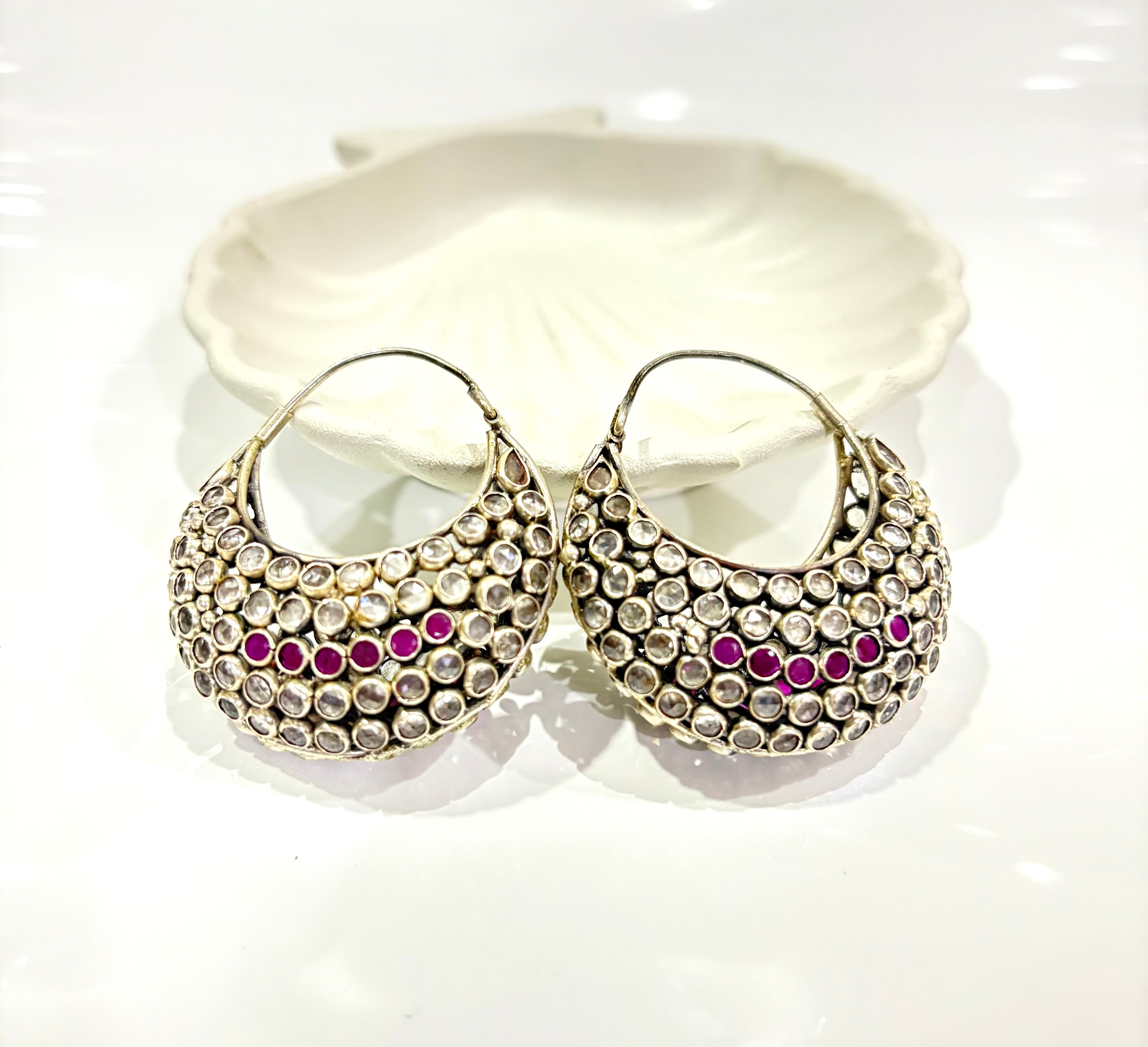 Silver Glass Design Earrings