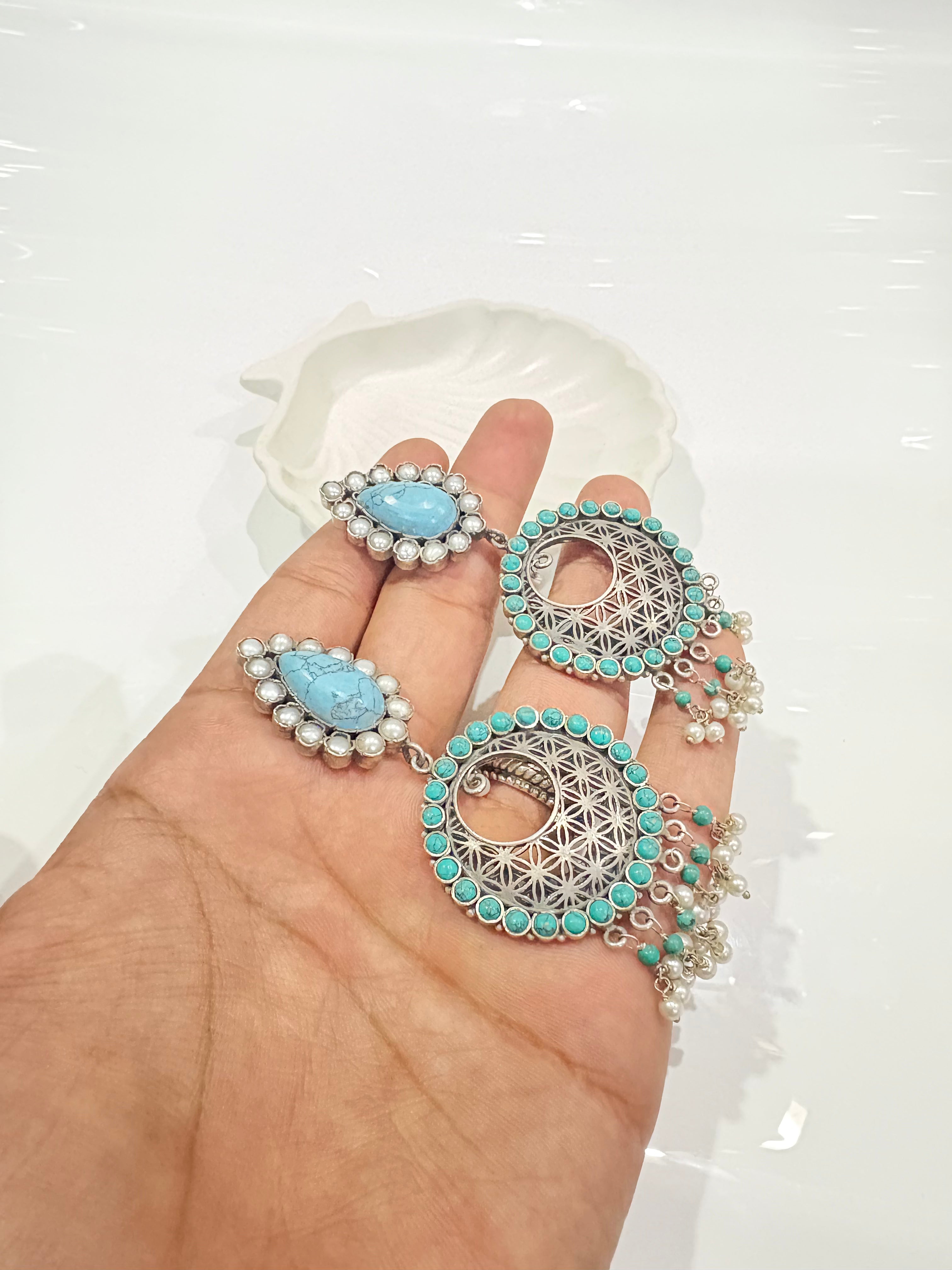 Sterling Silver Earrings with Blue Turquoise