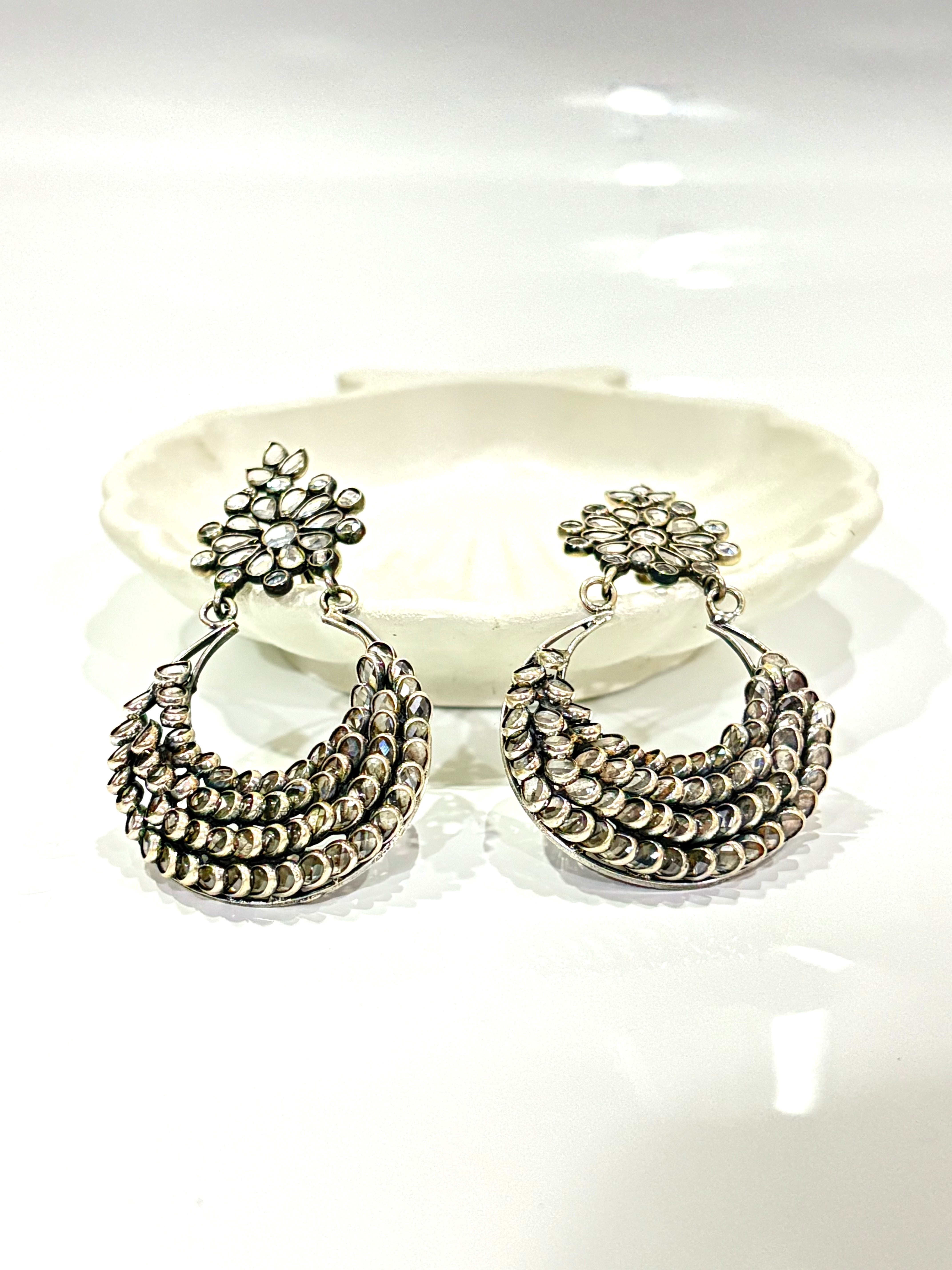 Sterling Silver Floral Glass Earrings