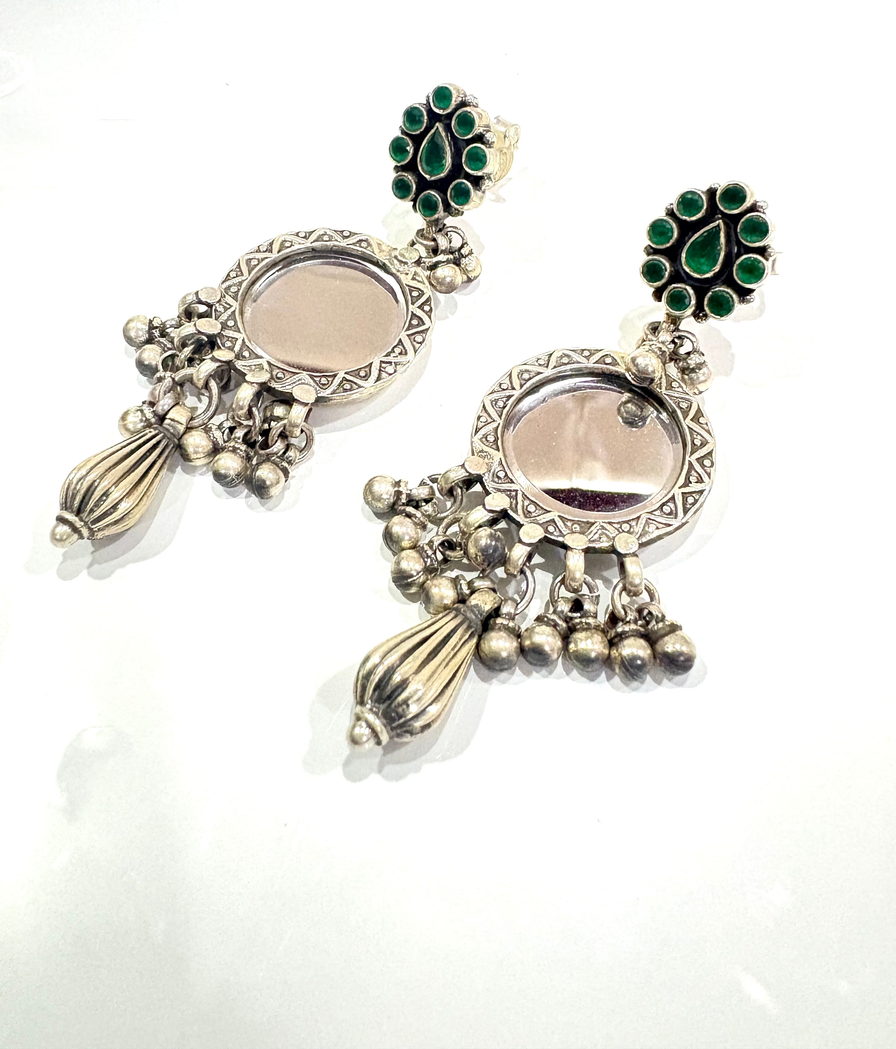Sterling Silver Earrings with Glass Design